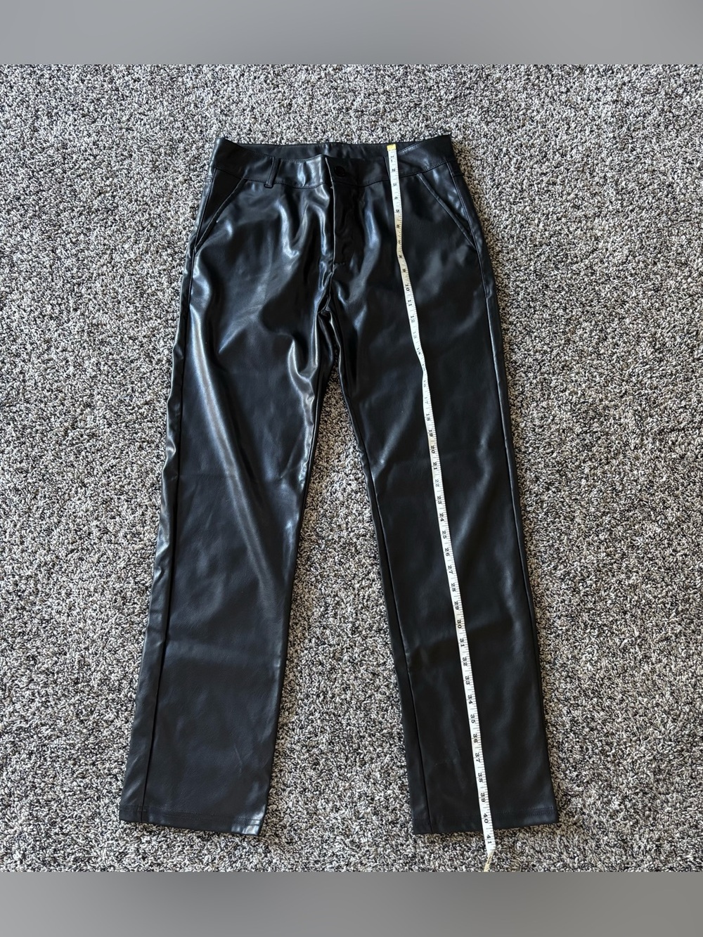 Women’s Black Faux Leather Straight-Leg Pants